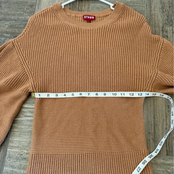 STAUD Marylebone Camel Long Sleeve Crewneck Knit Sweater Dress Size Large - Picture 10 of 11